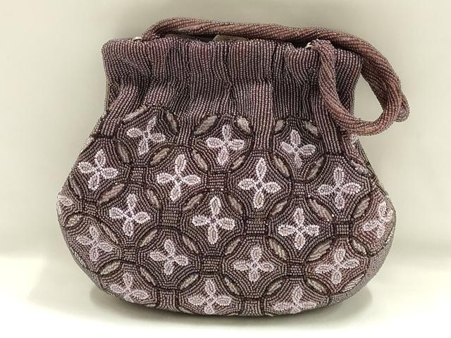 平和屋着物●和装小物　和装バッグ　ハンドバッグ　ビーズバッグ　花七宝　逸品　AABH6656ay
