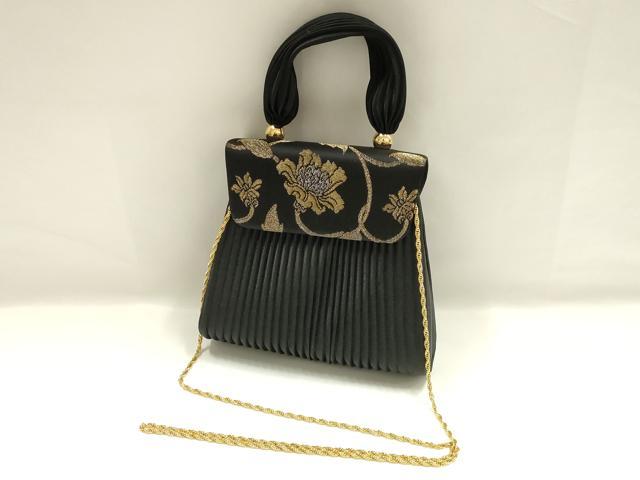 平和屋着物●極上 龍村美術織物　和装小物　和装バッグ　ハンドバッグ　チェーンバッグ　蔦草花文　金銀糸　逸品　AABH6658ay