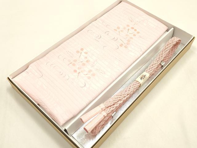 平和屋着物＊夏物　和装小物　帯締め・帯揚げセット　流水枝花文　レース組　平組　正絹　逸品　未使用　AABH6731ay