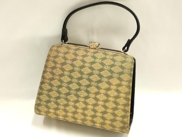 平和屋着物●和装小物　和装バッグ　ハンドバッグ　天井花文　暈し染め　金糸　逸品　AABH6740ay_1