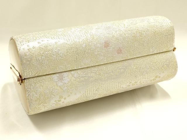平和屋着物●和装小物　和装バッグ　ハンドバッグ　道長花文　金銀糸　帯地使用　逸品　AABH6742ay_4