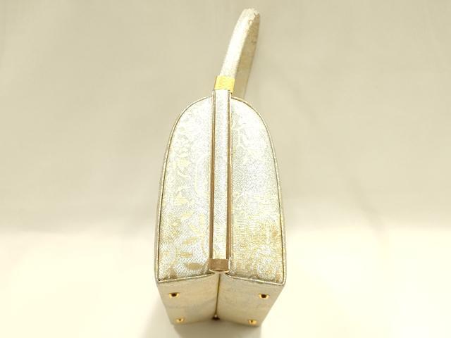 平和屋着物●和装小物　和装バッグ　ハンドバッグ　草花文　金銀糸　帯地使用　逸品　AABH6745ay_6