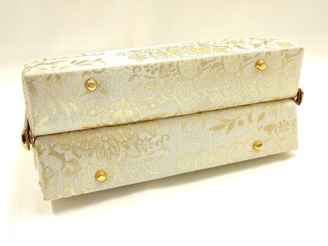 平和屋着物●和装小物　和装バッグ　ハンドバッグ　草花文　金銀糸　帯地使用　逸品　AABH6745ay_5