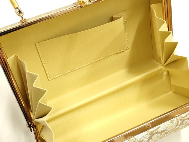 平和屋着物●和装小物　和装バッグ　ハンドバッグ　草花文　金銀糸　帯地使用　逸品　AABH6745ay_7