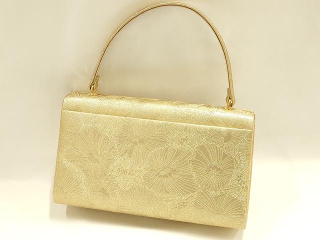 平和屋着物●和装小物　和装バッグ　ハンドバッグ　花尽くし　金糸　逸品　AABH6746ay_1