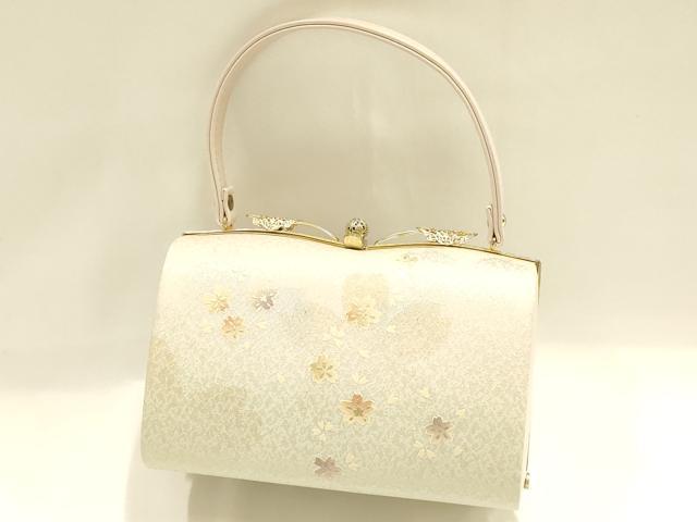 平和屋着物●和装小物　和装バッグ　金鷲本舗 東京謹製 キンワシ印　ハンドバッグ　花柄　金糸　金彩　暈し　逸品　AABH6749ay