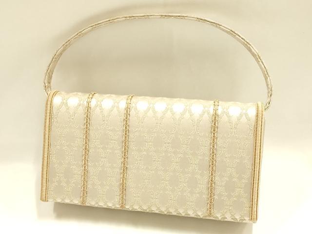 平和屋着物●和装小物　和装バッグ　神田胡蝶　ハンドバッグ　クラッチバッグ　立涌文様　金糸　マグネット式　逸品　AABH6756ay