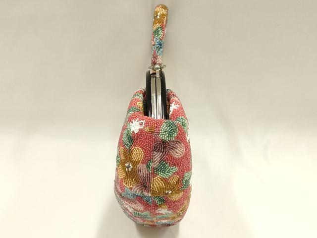 平和屋着物●和装小物　和装バッグ　ハンドバッグ　ビーズバッグ　花柄　逸品　AABH6757ay_5