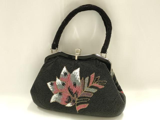 平和屋着物●和装小物　和装バッグ　ハンドバッグ　ビーズバッグ　更紗花文　逸品　AABH6759ay_1