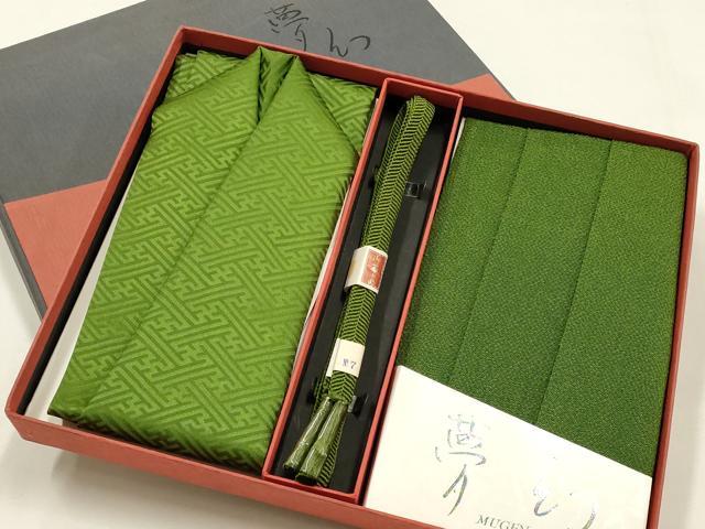 平和屋着物●和装小物　帯締め・帯揚げセット　夢幻　笹浪組　紗綾型地紋　逸品　未使用　AABH6799ay