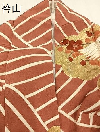 平和屋着物●豪華振袖　友禅　作家物　駒刺繍　群鶴立波梅文　金彩　正絹　逸品　AABH6827ph_8
