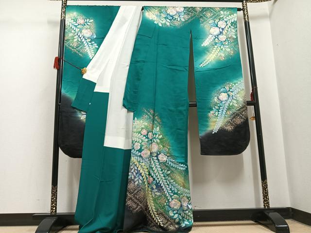 平和屋着物●豪華振袖　作家物　泰常　辻が花　絞り　暈し染め　銀通し地　正絹　逸品　AABH6896ph_1