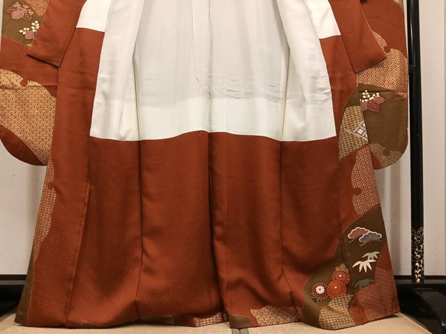 平和屋着物●豪華振袖　駒刺繍　雪輪御所車草花文　金彩　正絹　逸品　AABH6903ph_3
