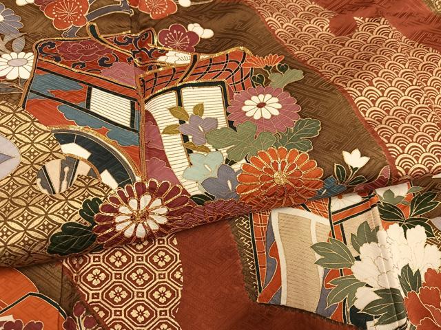 平和屋着物●豪華振袖　駒刺繍　雪輪御所車草花文　金彩　正絹　逸品　AABH6903ph_5