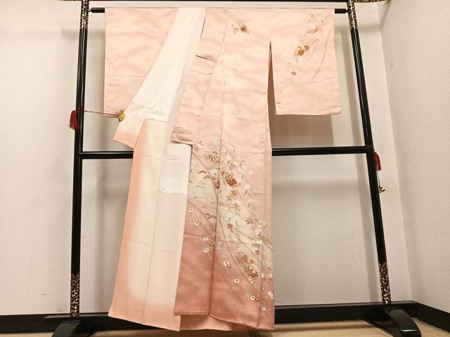 平和屋着物●訪問着　地紙花文　暈し染め　金彩　正絹　逸品　AABH6910ph_1