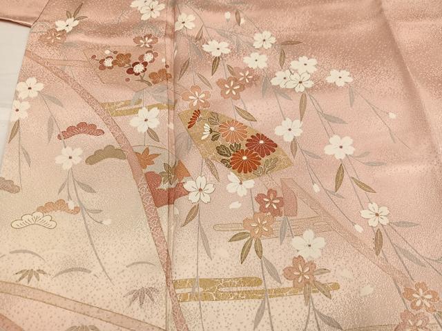 平和屋着物●訪問着　地紙花文　暈し染め　金彩　正絹　逸品　AABH6910ph_3