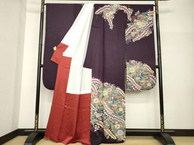平和屋着物●豪華振袖　辻が花　舞花文　銀通し地　正絹　逸品　AABH7009ck_1