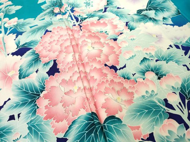 平和屋着物●豪華振袖　駒刺繍　草花文　暈し染め　銀彩　正絹　逸品　AABH7058ck_3