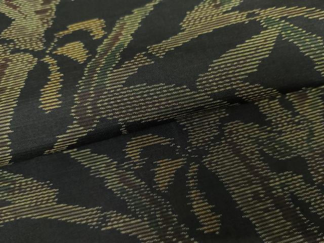 平和屋着物●本場大島紬　笹竹文　黒地　正絹　逸品　AABH7162cs_3