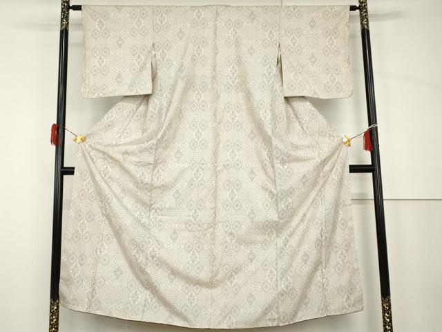 平和屋着物●本場大島紬　白大島　一元絣　亀甲花文　正絹　逸品　未使用　AABH7218cs_1