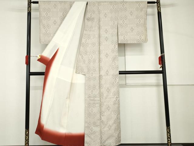 平和屋着物●本場大島紬　白大島　一元絣　亀甲花文　正絹　逸品　未使用　AABH7218cs_2