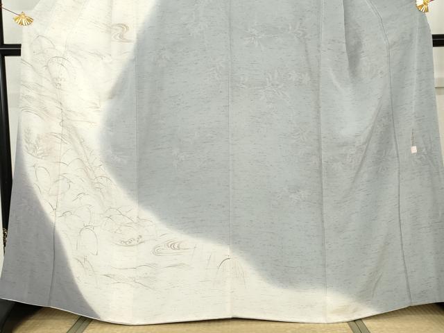 平和屋着物●創業明治元年、京の老舗【小糸染芸】　小糸敏夫　訪問着　ぜんまい紬　シロサギ　暈し染め　正絹　逸品　AABH7232cs_2