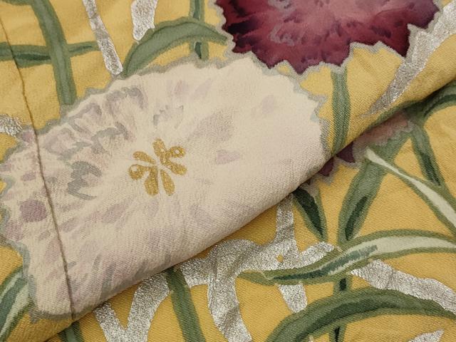 平和屋着物▽訪問着　単衣　手描き　草花文　金銀彩　正絹　逸品　AABH7440st_5