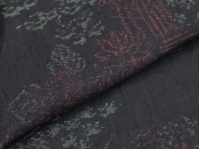 平和屋着物▽結城ちぢみ　単衣　流水草花文　正絹　逸品　AABH7454st_4