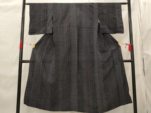平和屋着物▽上質な紬　単衣　間道　正絹　逸品　AABH7461st_1
