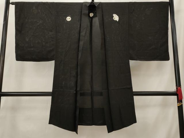 平和屋着物＊夏物　男性　羽織　黒紋付　絽　正絹　逸品　AABH7474st