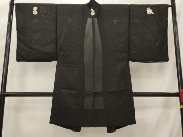 平和屋着物＊夏物　男性　羽織　黒紋付　絽　正絹　逸品　AABH7474st_2