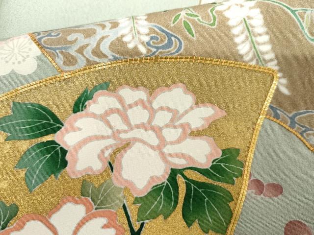 平和屋着物●豪華色留袖　友禅　作家物　駒刺繍　地紙花松文　金彩　正絹　逸品　AABH7790cs_6