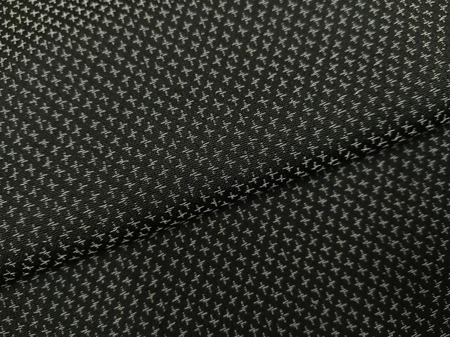 平和屋着物●お召　十字絣　黒地　正絹　逸品　AABH8253ph_4