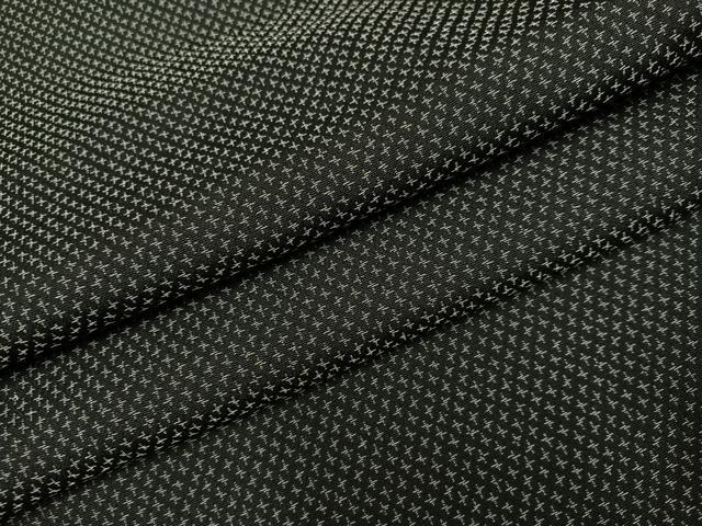 平和屋着物●お召　十字絣　黒地　正絹　逸品　AABH8253ph