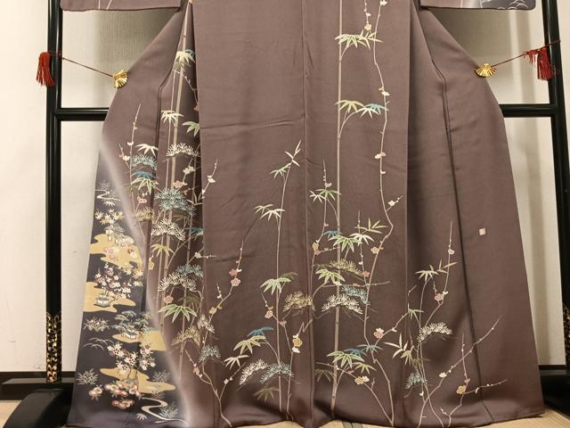 平和屋着物●京友禅作家　関谷泰三　訪問着　松竹梅風景文　暈し染め　正絹　逸品　AABH8268ph_2