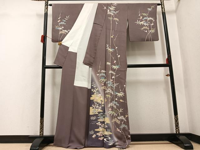 平和屋着物●京友禅作家　関谷泰三　訪問着　松竹梅風景文　暈し染め　正絹　逸品　AABH8268ph_1
