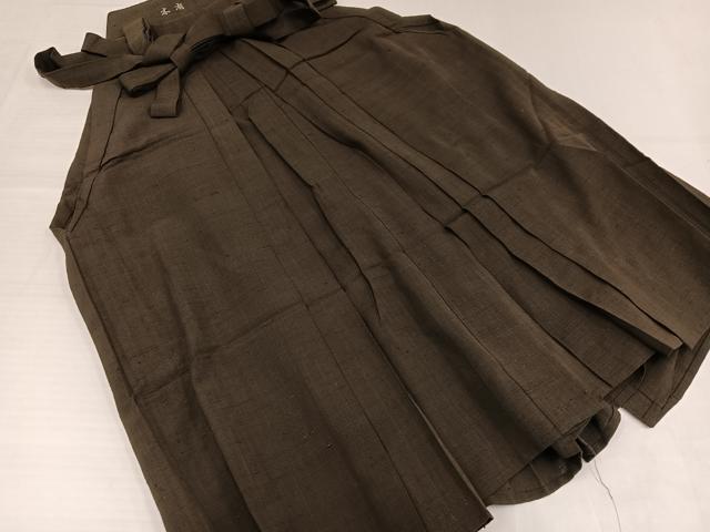 平和屋着物●男性　馬乗り袴　色無地　赤墨色　正絹　逸品　AABH8331ph