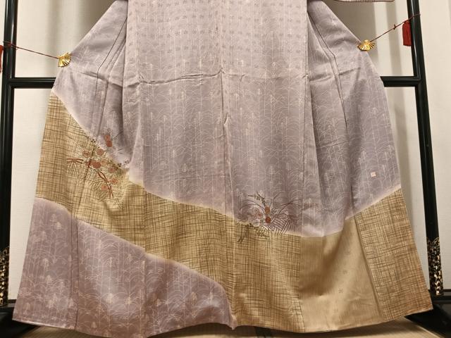 平和屋着物●訪問着　作家物　刺繍　草花文　暈し染め　金彩　正絹　逸品　AABH8366ph_2