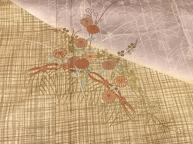 平和屋着物●訪問着　作家物　刺繍　草花文　暈し染め　金彩　正絹　逸品　AABH8366ph_3