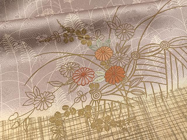 平和屋着物●訪問着　作家物　刺繍　草花文　暈し染め　金彩　正絹　逸品　AABH8366ph_5