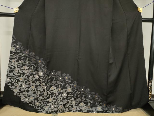 平和屋着物●創業460年・千總　訪問着　椿　黒地　金彩　正絹　逸品　AABH8414ck_2