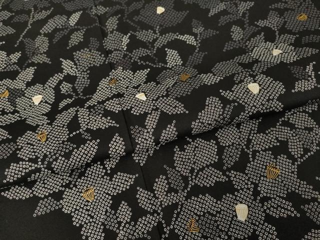 平和屋着物●創業460年・千總　訪問着　椿　黒地　金彩　正絹　逸品　AABH8414ck_4