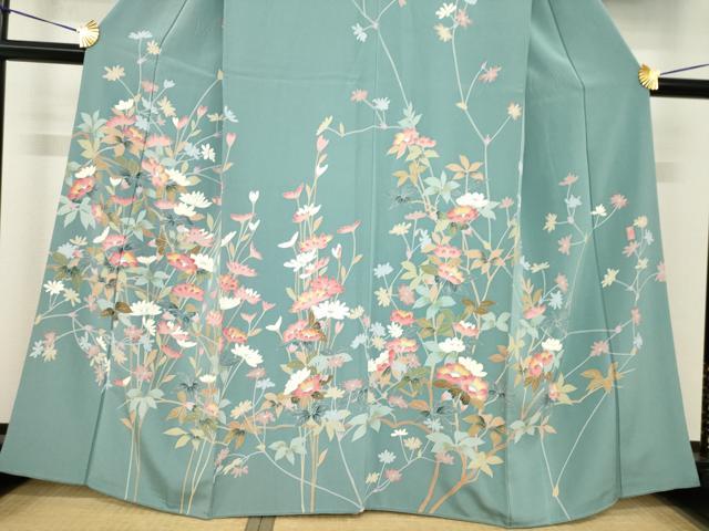 平和屋着物●訪問着　友禅　作家物　平安　草花文　正絹　逸品　AABH8415ck_2