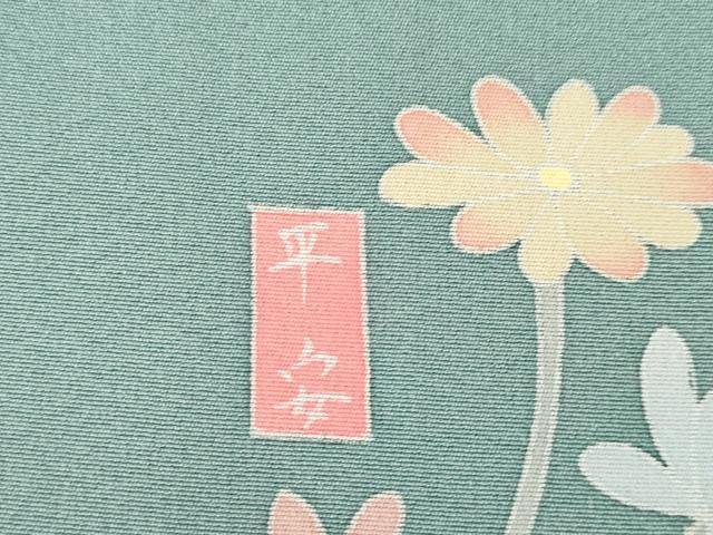 平和屋着物●訪問着　友禅　作家物　平安　草花文　正絹　逸品　AABH8415ck_6