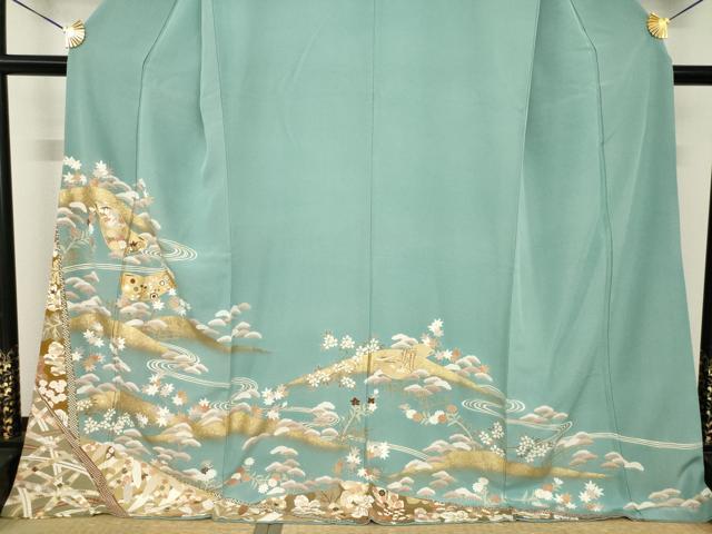 平和屋着物●訪問着　友禅　駒刺繍　誰が袖吉祥花文　金彩　ロング丈　正絹　逸品　AABH8428ck_2