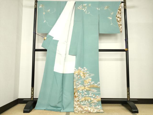 平和屋着物●訪問着　友禅　駒刺繍　誰が袖吉祥花文　金彩　ロング丈　正絹　逸品　AABH8428ck_1