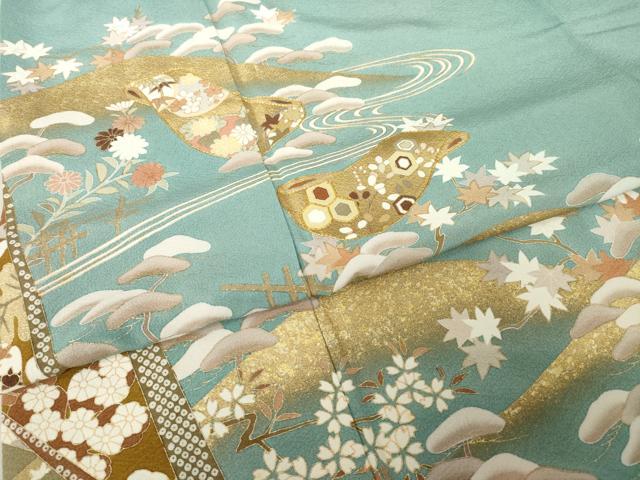 平和屋着物●訪問着　友禅　駒刺繍　誰が袖吉祥花文　金彩　ロング丈　正絹　逸品　AABH8428ck_4