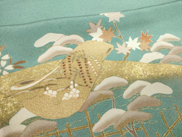 平和屋着物●訪問着　友禅　駒刺繍　誰が袖吉祥花文　金彩　ロング丈　正絹　逸品　AABH8428ck_6