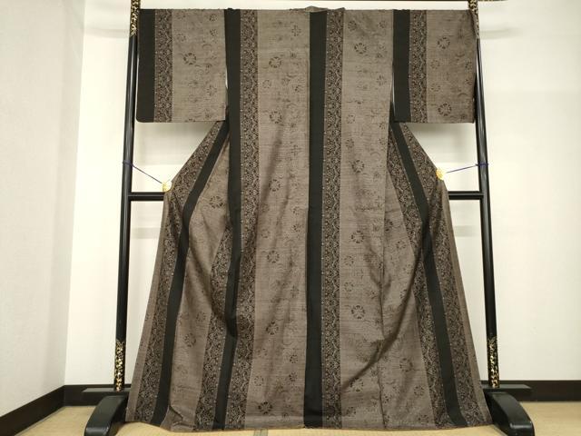 平和屋着物●本場大島紬　カタス7マルキ　更紗花間道　ロング丈　正絹　逸品　AABH8429ck_1