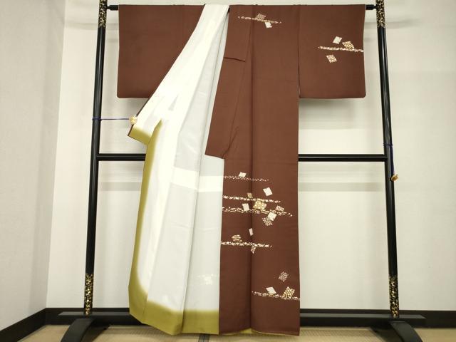 平和屋着物●訪問着　箔散らし花文　金彩　正絹　逸品　AABH8438ck_1